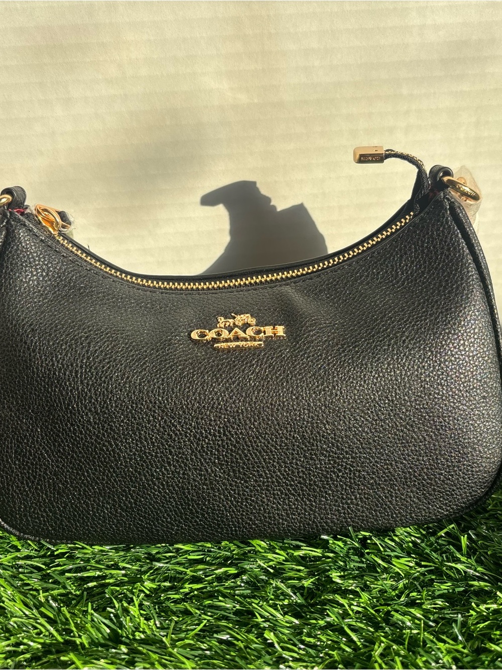 Coach Black Pebbled Leather Mini Shoulder Bag with Gold Hardware - Picture 2 of 5